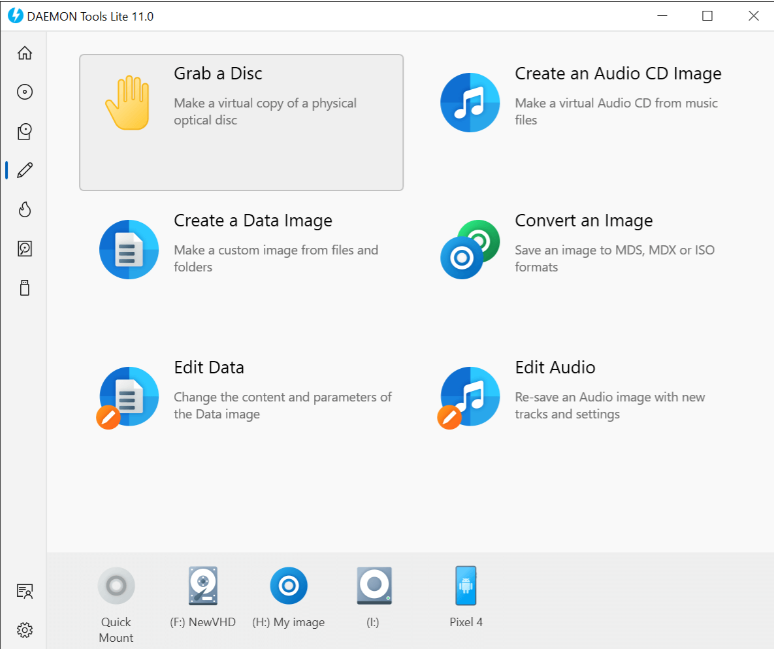 Image Editor module tiles for grab, convert, and edit